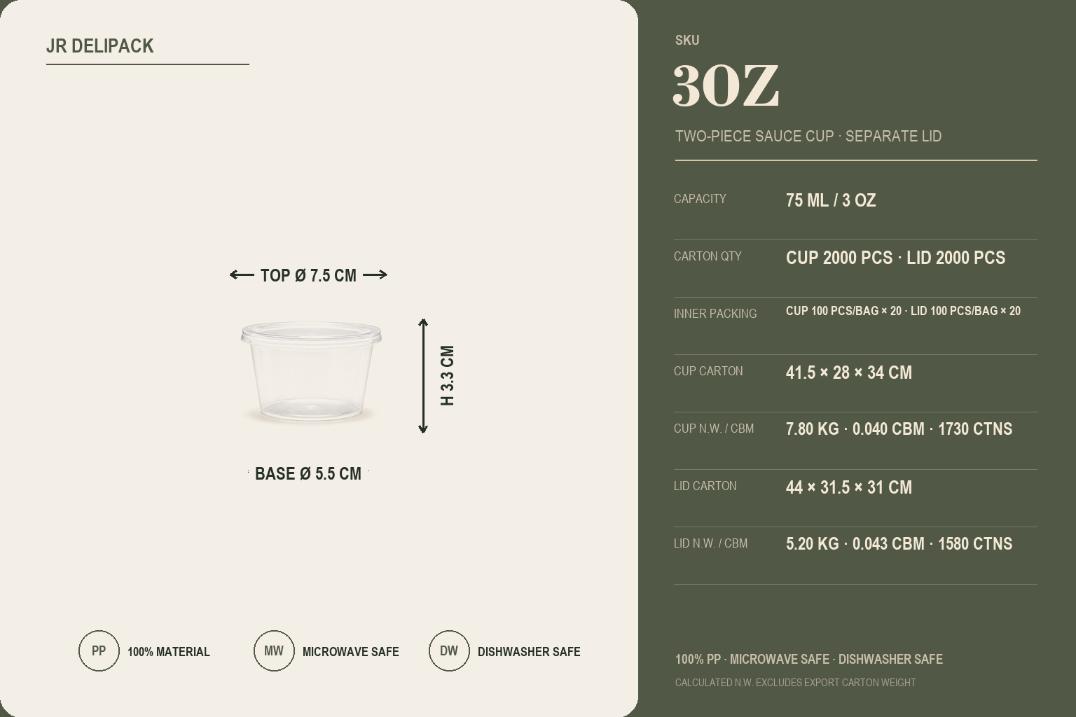 SC-3B · 3 oz Separate-Lid Portion Cup