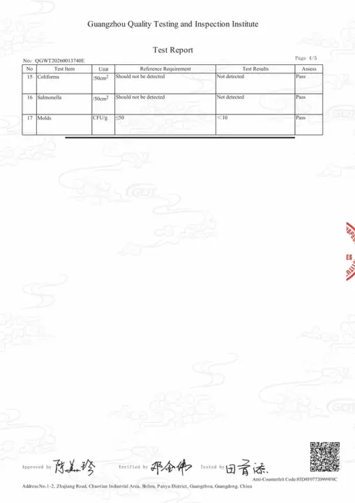 Lightly fogged paper straw GQT test report review page 4 of 5