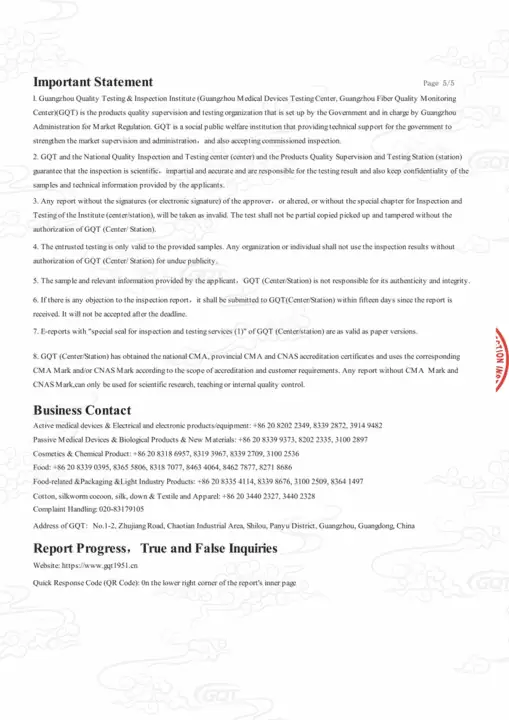 Lightly fogged paper straw GQT test report review page 5 of 5