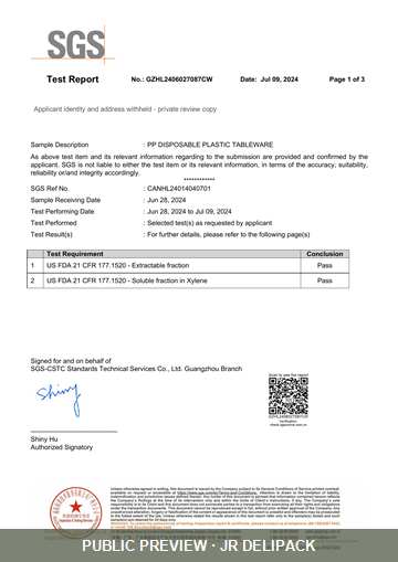 FDA 21 CFR supporting SGS report GZHL2406027087CW public review thumbnail