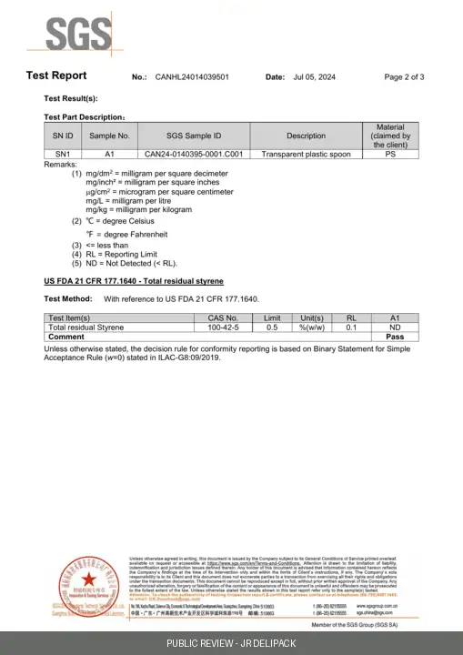 Reduced public review page 2 of SGS report CANHL24014039501