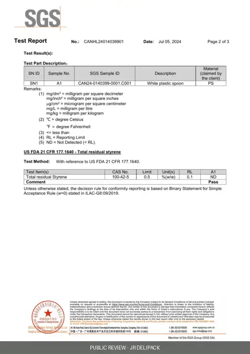 Reduced public review page 2 of SGS report CANHL24014039901