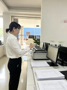 Quality inspection records reviewed by factory staff