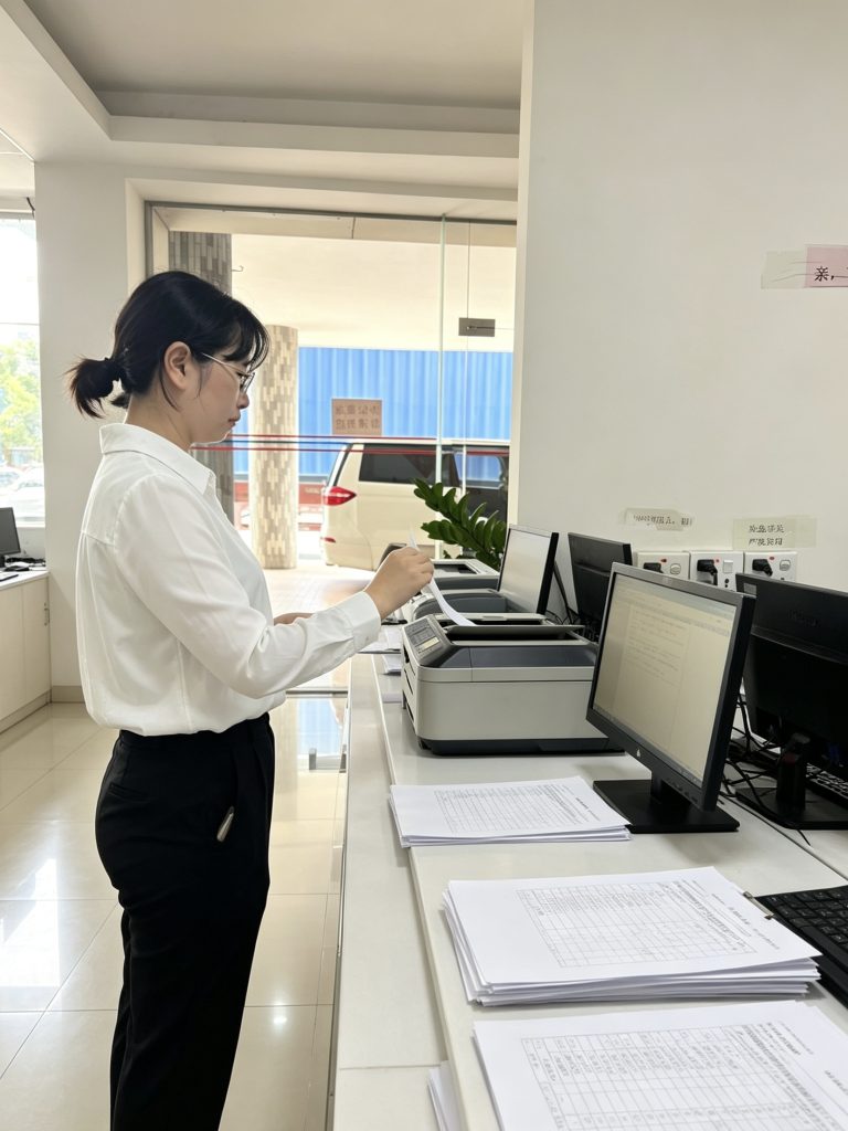 Quality inspection records reviewed by factory staff