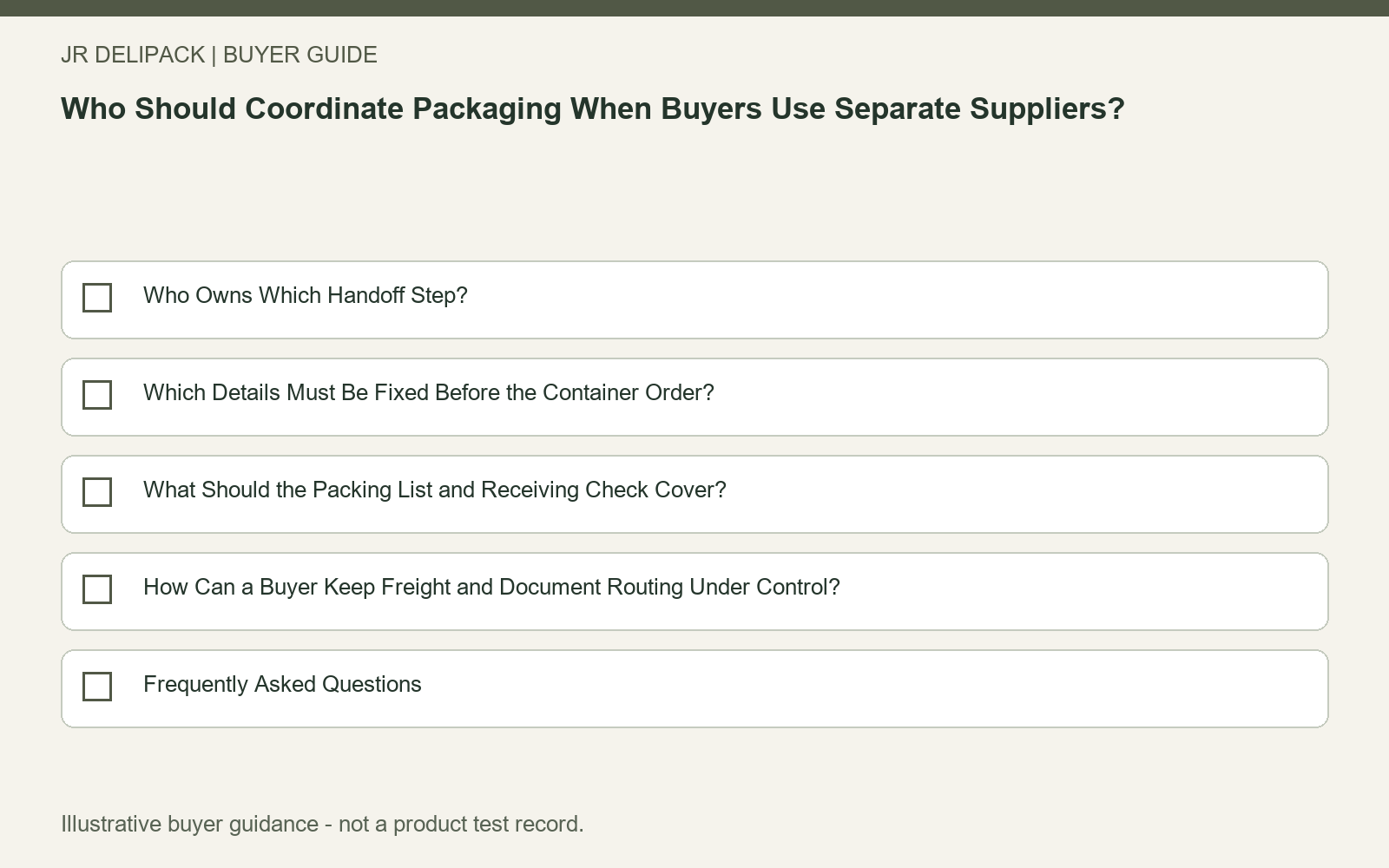 Section checklist: Who Should Coordinate Packaging When Buyers Use Separate Suppliers?