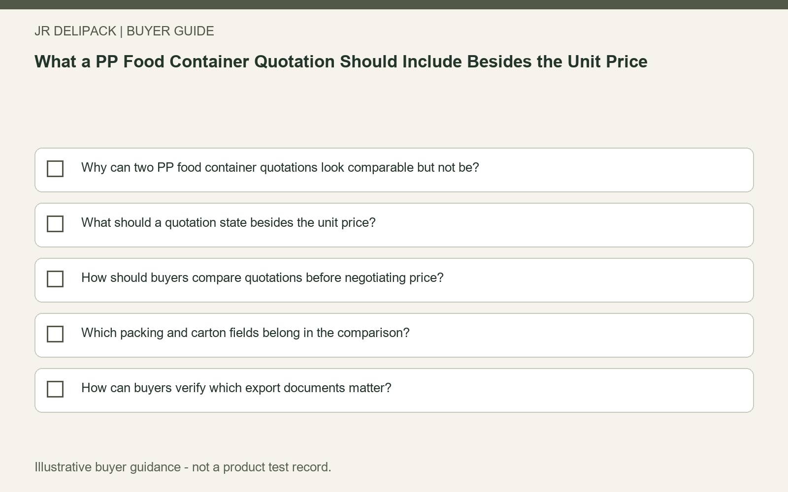 Section checklist: What a PP Food Container Quotation Should Include Besides the Unit Price