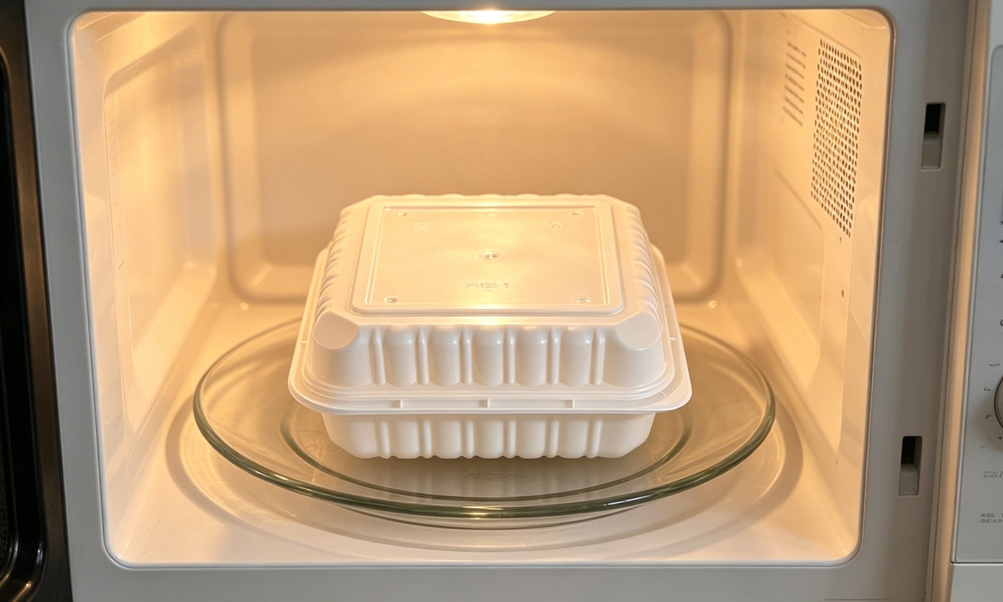 Illustrative food container used for a heating check