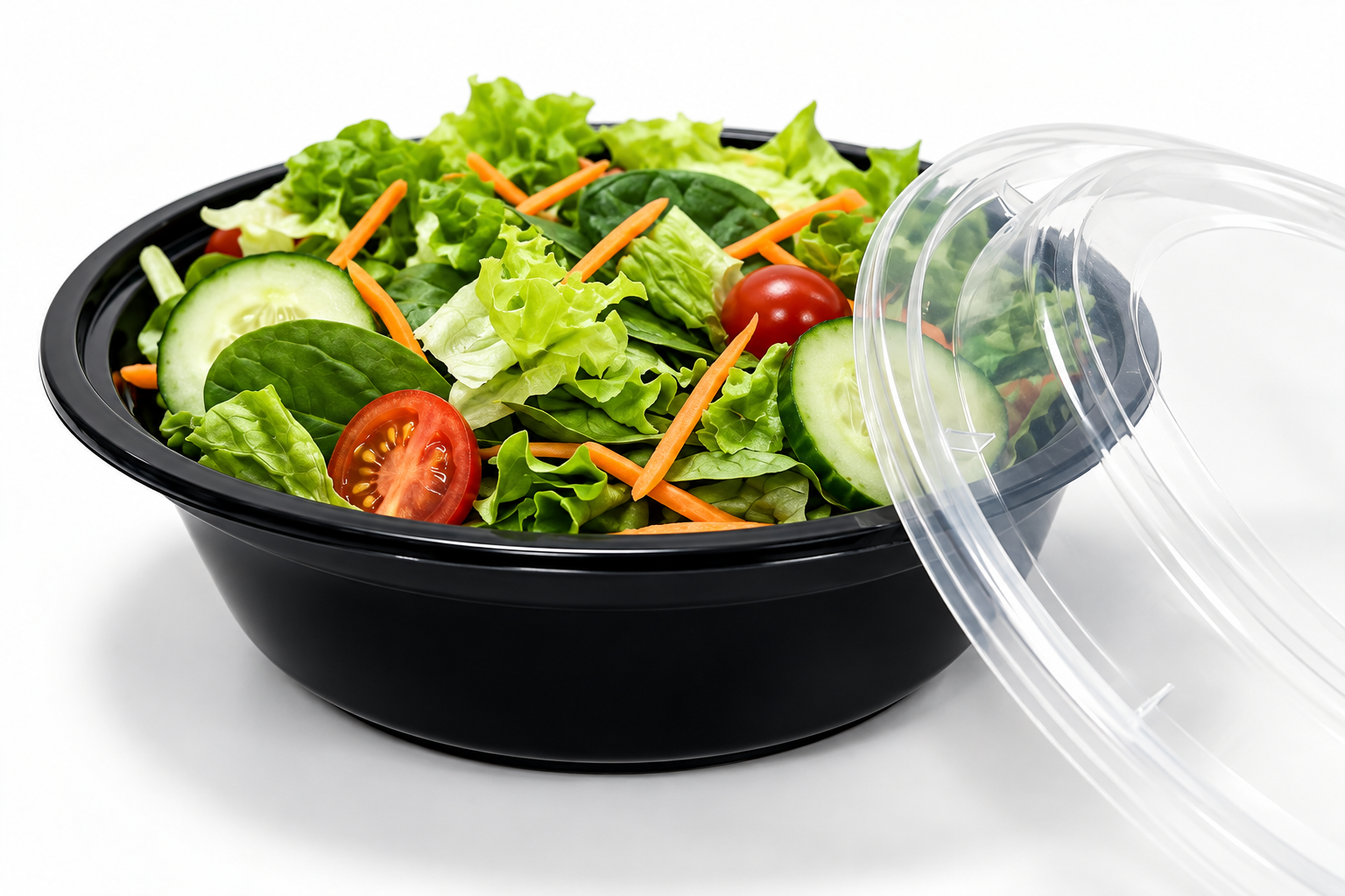 Illustrative salad bowl with a clear lid
